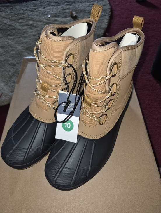 Universal Thread Shoes - Universal Thread Tan and Black Lace-Up Waterproof Duck Boots